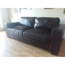 Very comfortable and clean 3 seater BROWN leather sofa