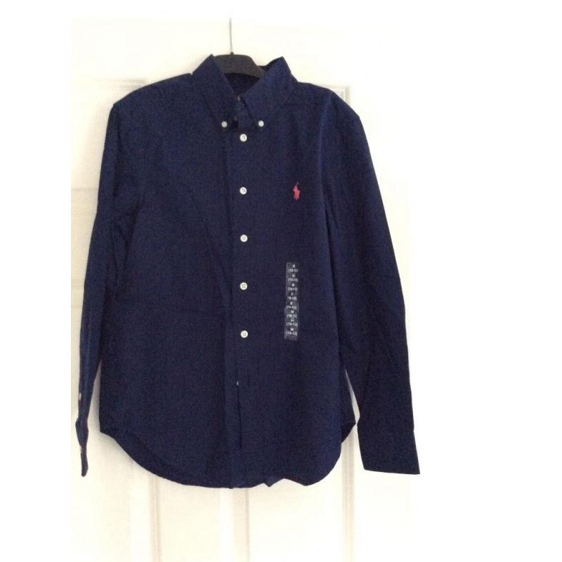 Ralph Lauren Navy shirt NEW size boys M 10 - 12