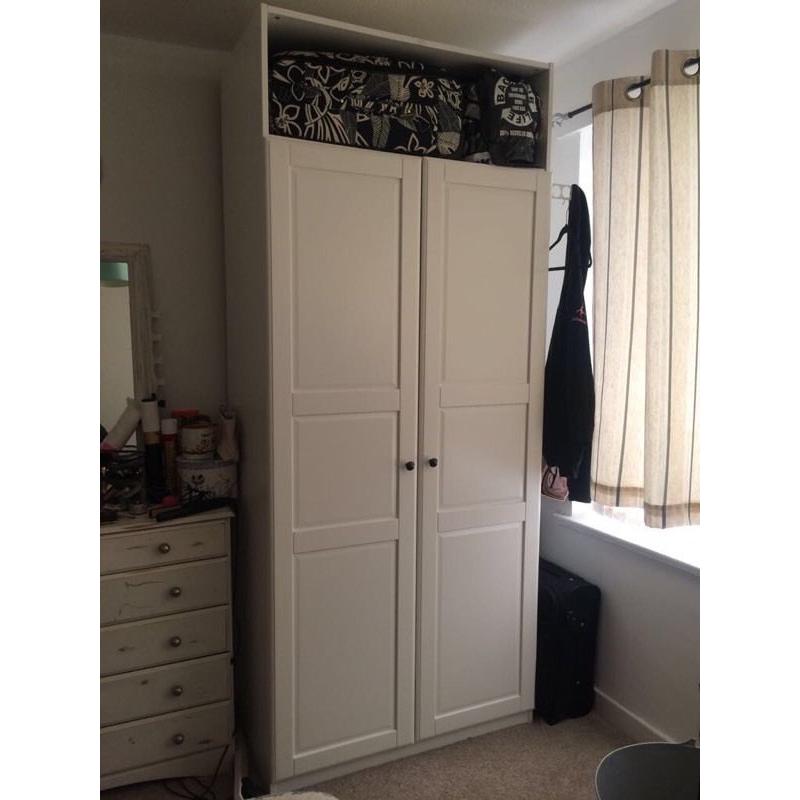 White IKEA Pax wardrobe 100x58x236cm