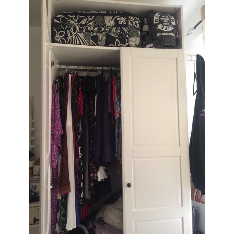 White IKEA Pax wardrobe 100x58x236cm