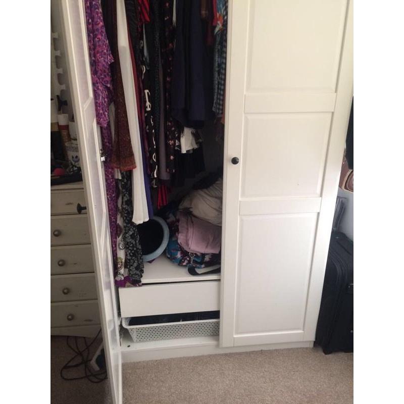 White IKEA Pax wardrobe 100x58x236cm