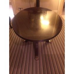 Oval pedestal mahogany coffee table