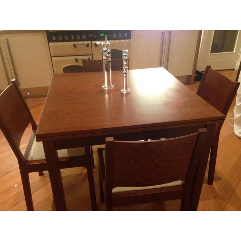 IKEA extendable dining table and 4 chairs