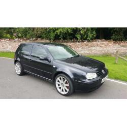 VW GOLF GT TDI 2003, 150BHP, THREE DOOR. 100,000 MILES. BLACK WITH IVORY LEATHER.