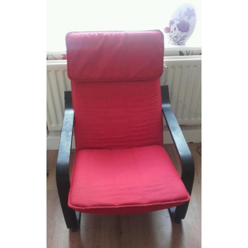 Red and black ikea chair