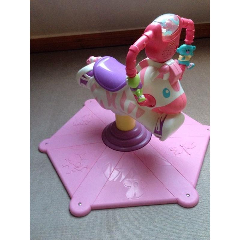 Fisher price bounce and spin pink zebra