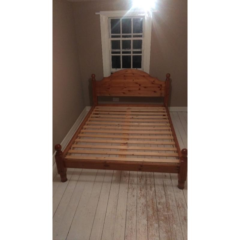 Solid pine king size bed frame