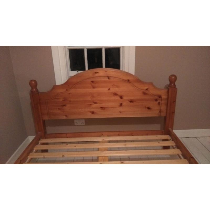 Solid pine king size bed frame