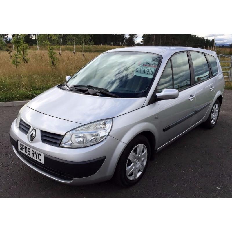 2005 Renault Grand Scenic 7 seater 1.6 vvt rush in silver, MANUAL HANDBRAKE, 66k mot Nov LOVELY!