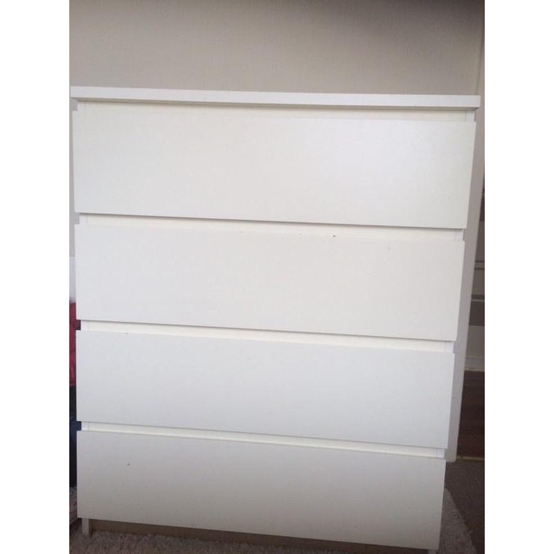 IKEA Malm white 4 drawer chest of drawers. Excellent condition.