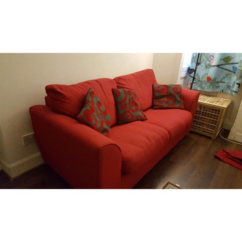 3 seater red sofa