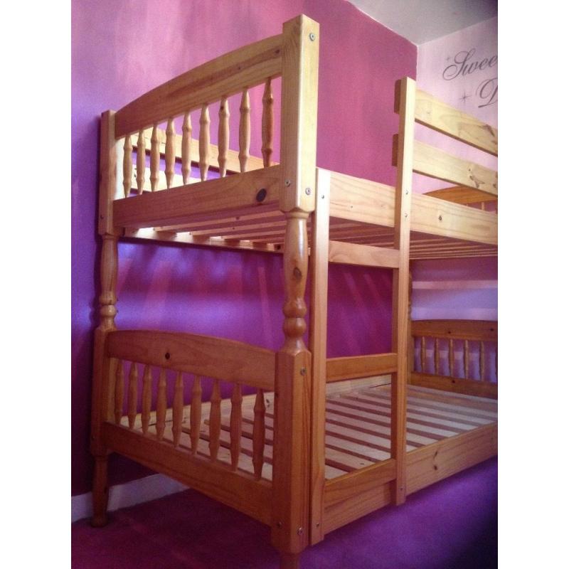 Kids wooden bunk bed frame for sale can be used as two single beds