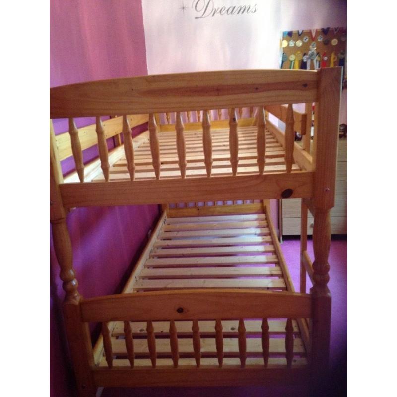 Kids wooden bunk bed frame for sale can be used as two single beds