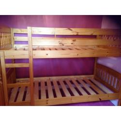 Kids wooden bunk bed frame for sale can be used as two single beds