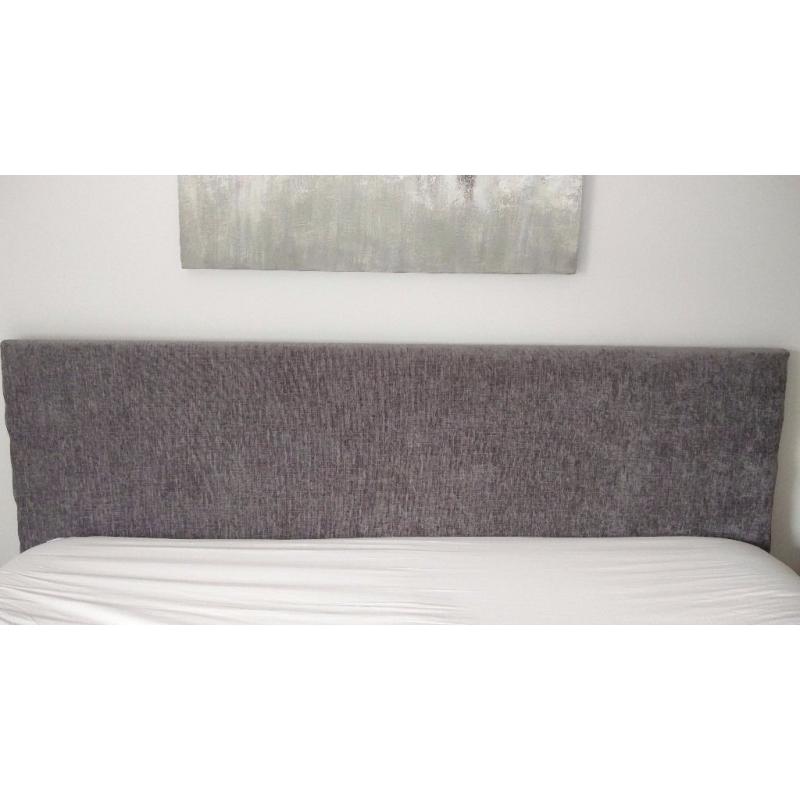 Brand new, unused - Quality grey/silver chenille fabric head board for king/super king size bed