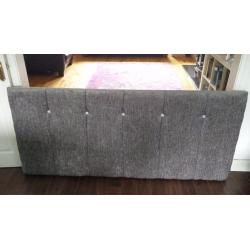 Brand new, unused - Quality grey/silver chenille fabric head board for king/super king size bed