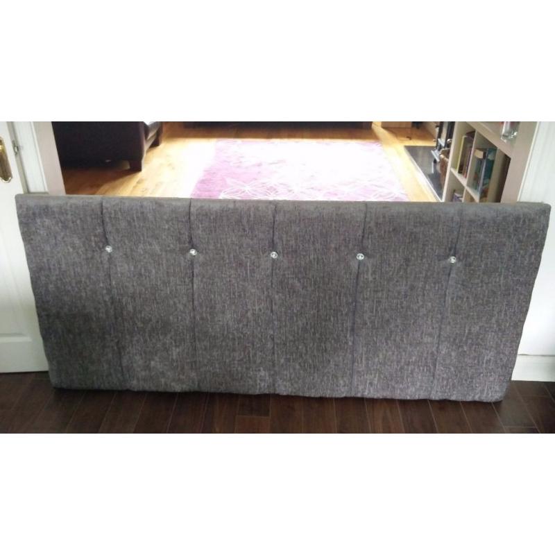 Brand new, unused - Quality grey/silver chenille fabric head board for king/super king size bed