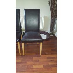 6 dining chairs brown leather effect