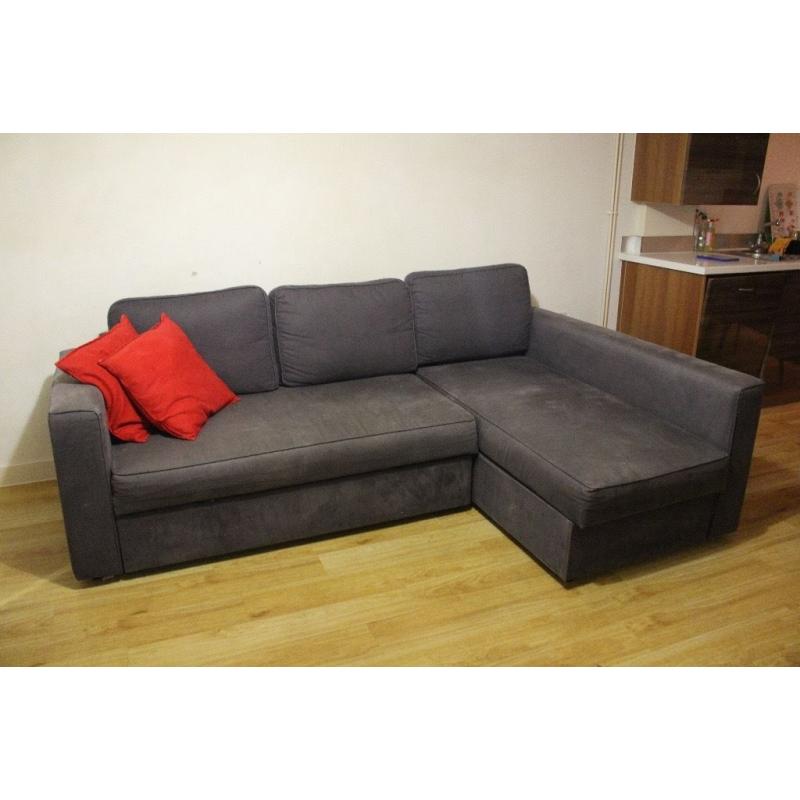 CORNER SOFA WITH RECLINER, BED AND STORAGE