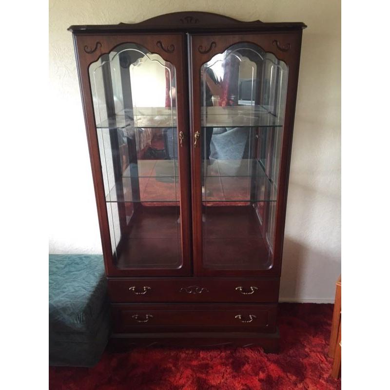 Solid wood & glass display cabinet