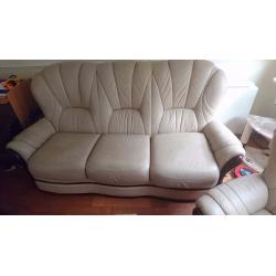 Italian 3 piece leather suite with reclining armchair