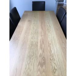 Contemporary oak habitat table and 8 leather and oak chairs