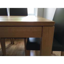 Contemporary oak habitat table and 8 leather and oak chairs