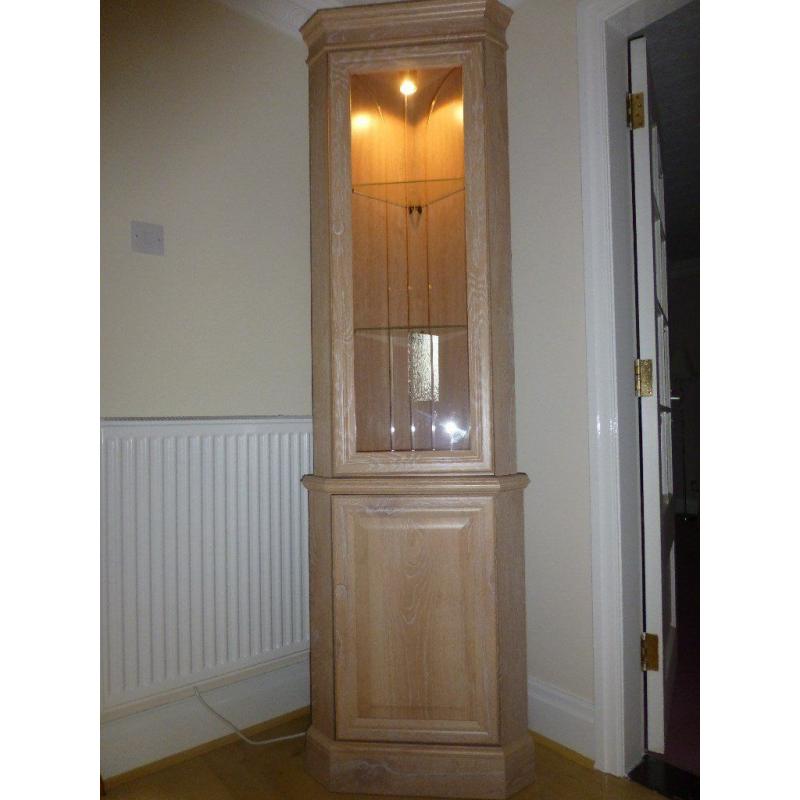 Contemporary Display Corner Cabinet - Lime Oak