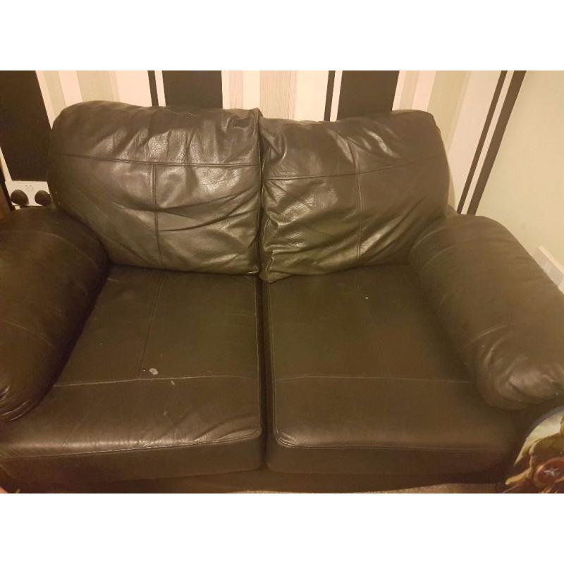 Black leather sofa