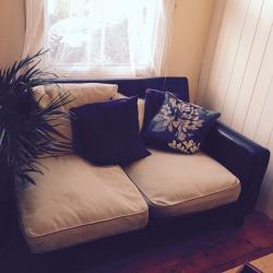 Stylish, decent size corner sofa with cushions