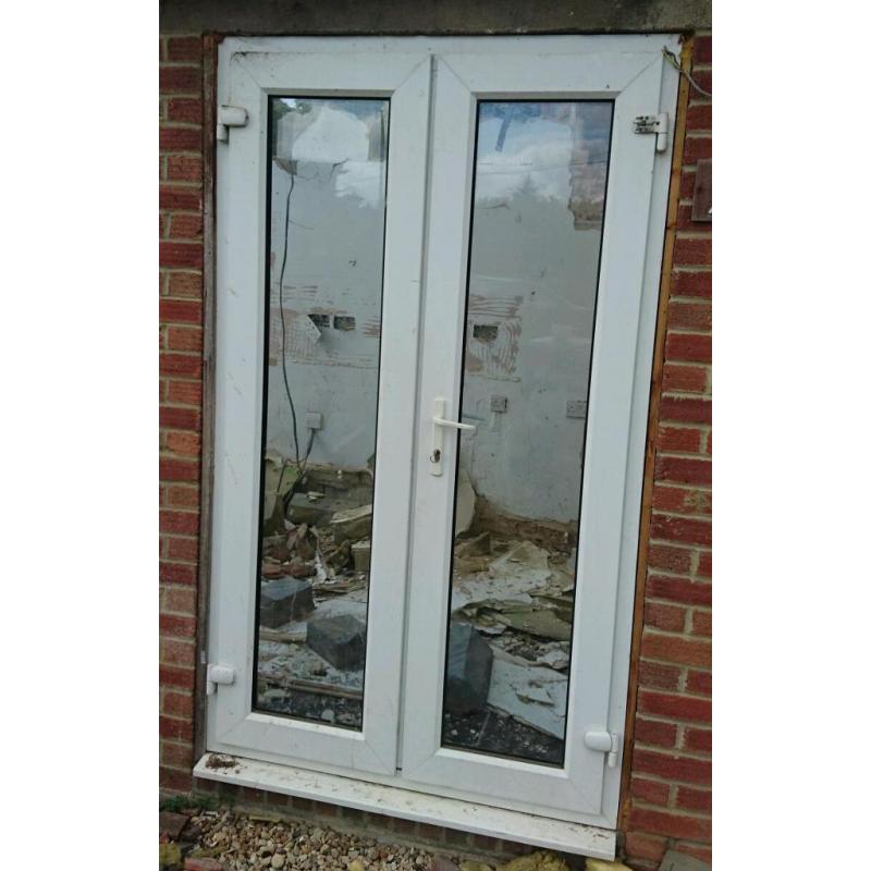 French doors white upvc patio