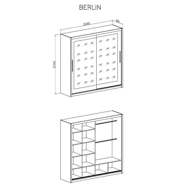 2 Door Sliding Mirrored Cabinet Wardrob- Brand New in Black Brown Oak White Walnut colours