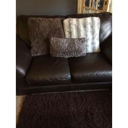 2&3 seater dark brown leather sofas!!!