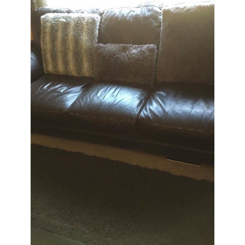 2&3 seater dark brown leather sofas!!!