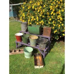 Galvanised Metal buckets planters industrial garden vintage shabby rustic prop display