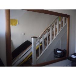 Large mirror in wooden frame, 53" x 41" 135 cm x 104 cm