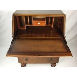 Oak Bureau - 1940's Pull Down Writing Desk With Drawers