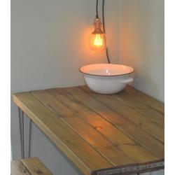 Industrial Kitchen Table and Bench Mid Century Style hairpin - We Can Deliver