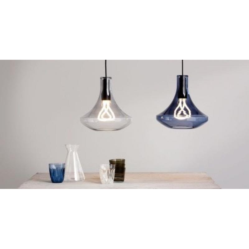 New in Box - Plume Pendant Lamp and Plumen 001 Bulb, Smoke Blue