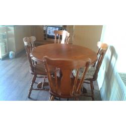 Solid Round Table & 4 Chairs