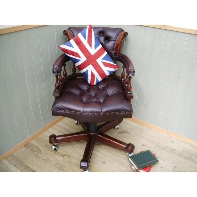 Brown Leather Chesterfield Captains Chair