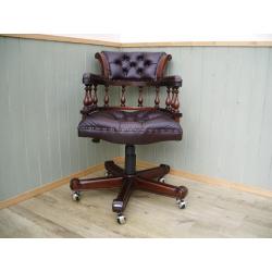 Brown Leather Chesterfield Captains Chair