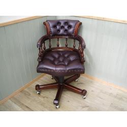 Brown Leather Chesterfield Captains Chair