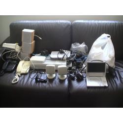 BIG TECHNO BUNDLE IDEAL FOR BOOT SALERS! PORTABLE DVD PLAYER,SPEAKERS,CABLES,PHONES,SKY BOX AS SEEN