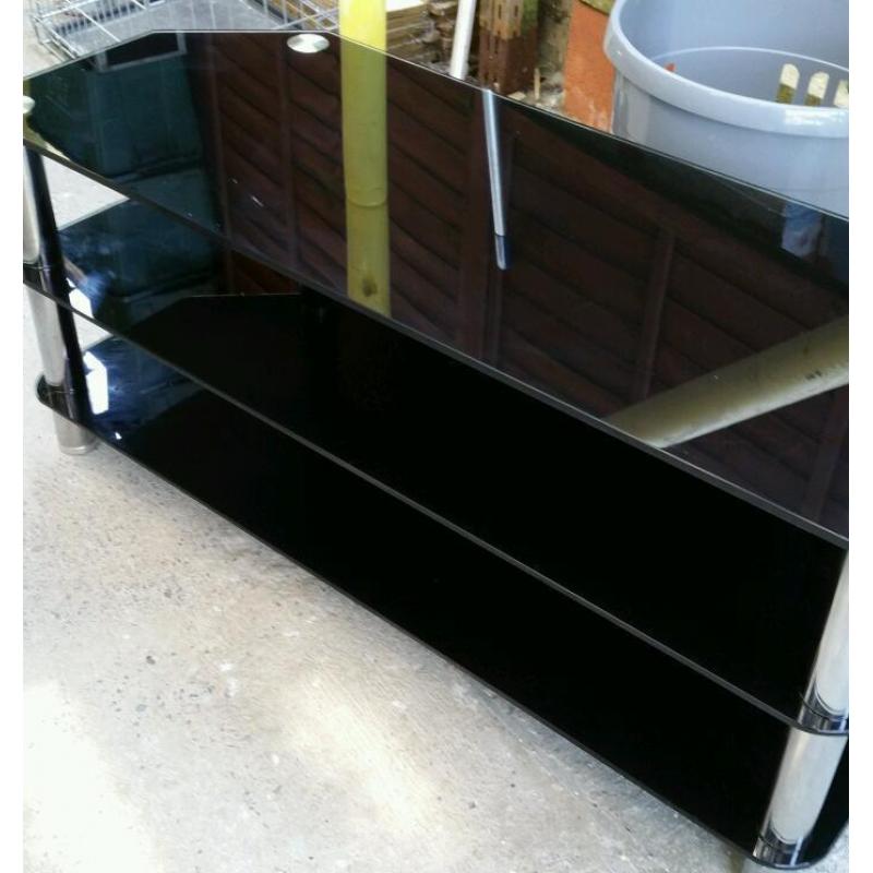 Black/chrome glass tv stand good quality