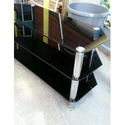 Black/chrome glass tv stand good quality