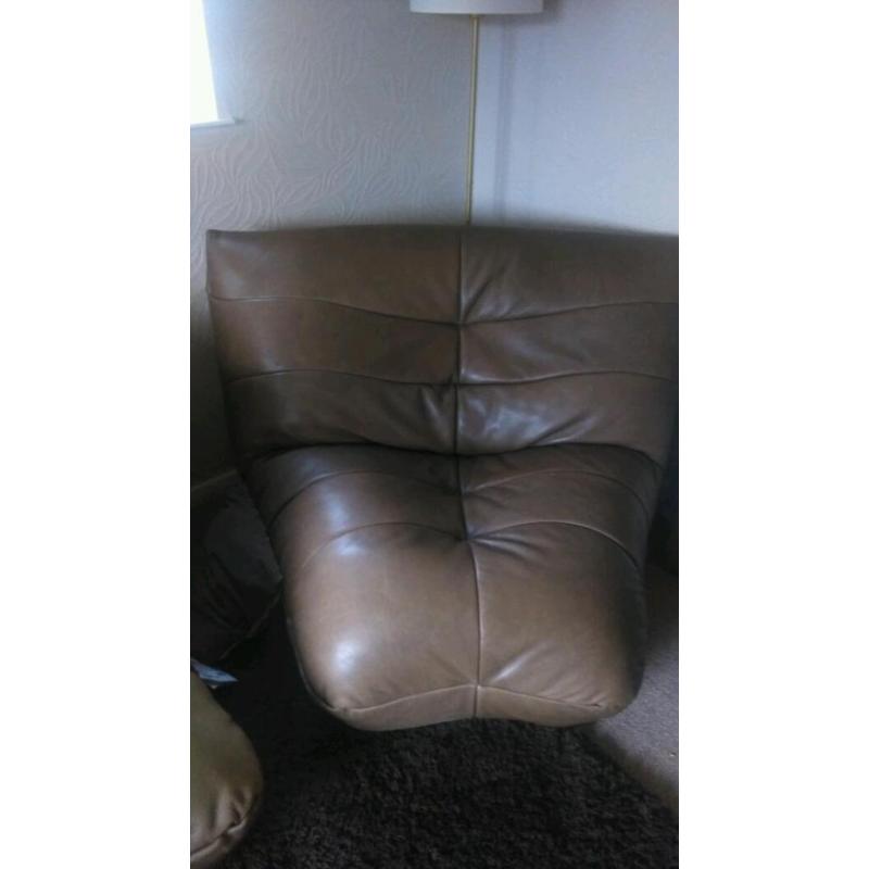 Five piece leather corner suite