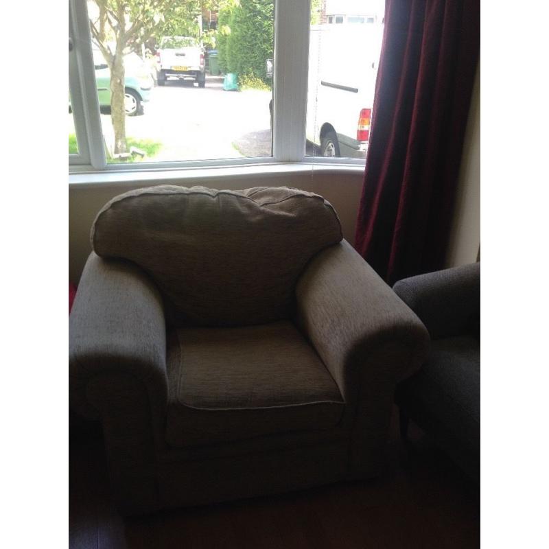 2 seater sofa, single seater and foot stool