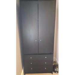 BRAND NEW BOXED ARGOS Malibu 2 Door 3 drawer black oak effect wardrobe.