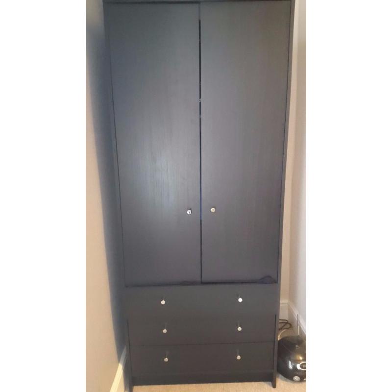 BRAND NEW BOXED ARGOS Malibu 2 Door 3 drawer black oak effect wardrobe.